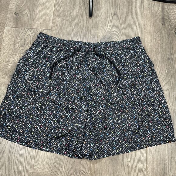 Jared Lang Mens Shorts SZ XL  Lined Swim Trunks Beach Black Geometric Patterned - Picture 2 of 8